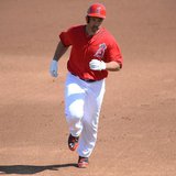 Mar 4, 2014; Tempe, AZ, USA; Los Angeles Angels outfielder Raul Ibanez runs the bases after hitting a home run against the Texas Rangers dur Mar 4, 2014; Tempe, AZ, USA; Los Angeles Angels outfielder Raul Ibanez runs the bases after hitting a home run against the Texas Rangers dur