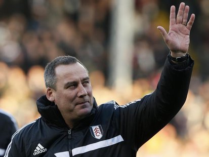 Fulham's head coach Rene Meulensteen waves before their English Premier League soccer match against Swansea City at Craven Cottage in London Fulham's head coach Rene Meulensteen waves before their English Premier League soccer match against Swansea City at Craven Cottage in London