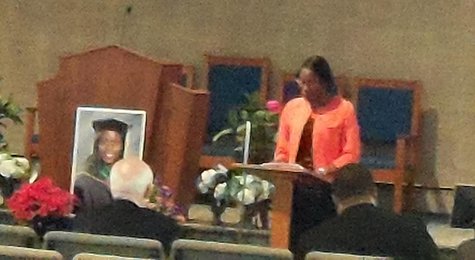 Bronson Hospital Chaplain Kenita Spencer speaks at Dr. Teleka Patrick's memorial service in Parchment. Bronson Hospital Chaplain Kenita Spencer speaks at Dr. Teleka Patrick's memorial service in Parchment.
