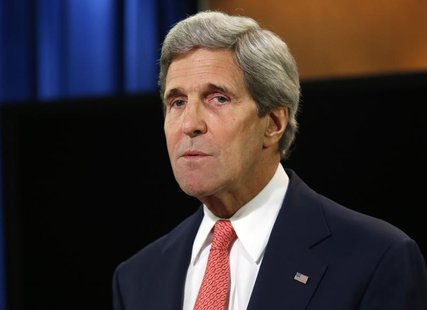 U.S. Secretary of State John Kerry delivers a statement on Ukraine from the State Department press briefing room in Washington April 24, 201 U.S. Secretary of State John Kerry delivers a statement on Ukraine from the State Department press briefing room in Washington April 24, 201