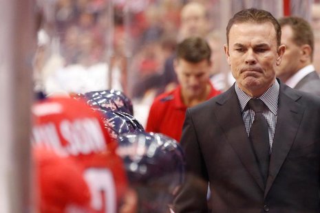 Nov 20, 2013; Washington, DC, USA; Washington Capitals head coach Adam Oates looks on from behind the bench against the Pittsburgh Penguins Nov 20, 2013; Washington, DC, USA; Washington Capitals head coach Adam Oates looks on from behind the bench against the Pittsburgh Penguins