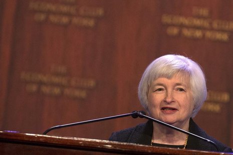 U.S. Federal Reserve chair Janet Yellen speaks to the Economic Club of New York in New York April 16, 2014. REUTERS/Brendan McDermid U.S. Federal Reserve chair Janet Yellen speaks to the Economic Club of New York in New York April 16, 2014. REUTERS/Brendan McDermid
