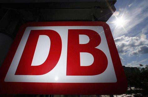 A Deutsche Bahn logo is pictured at the main train station in Mainz August 13, 2013. REUTERS/Ralph Orlowski A Deutsche Bahn logo is pictured at the main train station in Mainz August 13, 2013. REUTERS/Ralph Orlowski