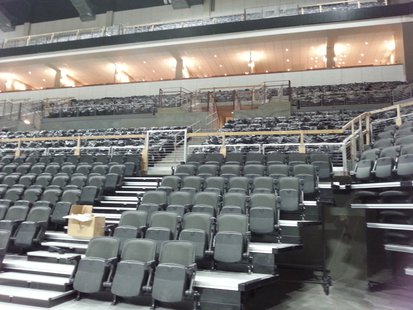 Great view of the tiered seating. The lower tier is retractable. The second tier consists of club and club-type seats. The lighted third is the luxury suite area. The fourth tier above can be curtained off for smaller events. Great view of the tiered seating. The lower tier is retractable. The second tier consists of club and club-type seats. The lighted third is the luxury suite area. The fourth tier above can be curtained off for smaller events.