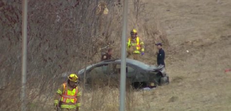Authorities respond to a crash at the ramp of I-43 onto westbound Highway 172 in Bellevue on April 27, 2014. (Photo from: FOX 11/YouTube). Authorities respond to a crash at the ramp of I-43 onto westbound Highway 172 in Bellevue on April 27, 2014. (Photo from: FOX 11/YouTube).