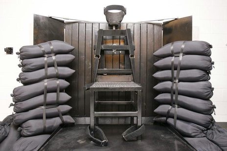 The execution chamber at the Utah State Prison is seen after Ronnie Lee Gardner was executed by a firing squad in Draper June 18, 2010. REUT The execution chamber at the Utah State Prison is seen after Ronnie Lee Gardner was executed by a firing squad in Draper June 18, 2010. REUT