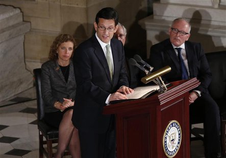 U.S. House Majority Leader Eric Cantor (R-VA) speaks at Anne Frank Tree Dedication Ceremony on Capitol Hill in Washington April 30, 2014. RE U.S. House Majority Leader Eric Cantor (R-VA) speaks at Anne Frank Tree Dedication Ceremony on Capitol Hill in Washington April 30, 2014. RE