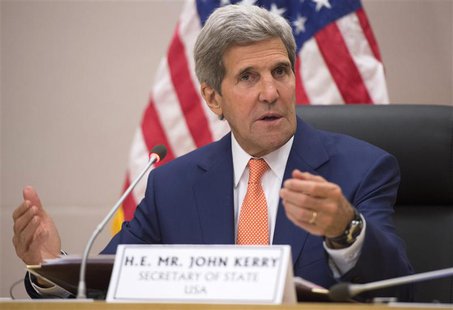 U.S. Secretary of State John Kerry speaks during meetings at the African Union Commission in Addis Ababa May 1, 2014. REUTERS/Saul Loeb/Pool U.S. Secretary of State John Kerry speaks during meetings at the African Union Commission in Addis Ababa May 1, 2014. REUTERS/Saul Loeb/Pool