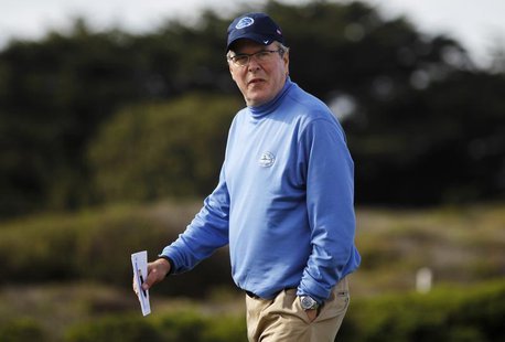 Former Florida Governor Jeb Bush walks on the 13th hole during the first round of the Pebble Beach National Pro-Am golf tournament on the Mo Former Florida Governor Jeb Bush walks on the 13th hole during the first round of the Pebble Beach National Pro-Am golf tournament on the Mo