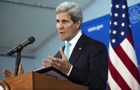U.S. Secretary of State John Kerry speaks during a news conference at the U.S. Embassy in Juba May 2, 2014. REUTERS/Saul Loeb/Pool U.S. Secretary of State John Kerry speaks during a news conference at the U.S. Embassy in Juba May 2, 2014. REUTERS/Saul Loeb/Pool