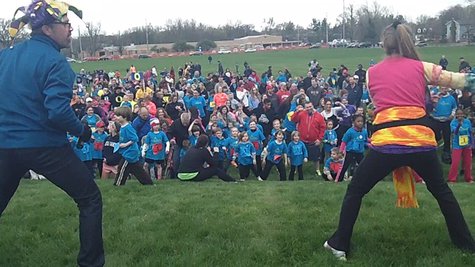 Some aerobics helped get the young runners warmed up for the main event. Some aerobics helped get the young runners warmed up for the main event.