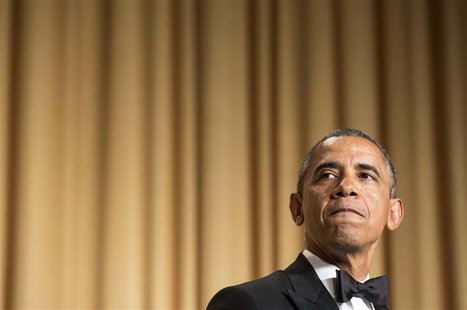 U.S. President Barack Obama speaks during the White House Correspondents' Association Dinner in Washington May 3, 2014. REUTERS/Joshua Rober U.S. President Barack Obama speaks during the White House Correspondents' Association Dinner in Washington May 3, 2014. REUTERS/Joshua Rober