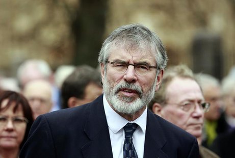 Sinn Fein President Gerry Adams attends the funeral of Father Alec Reid at the Clonard Monastery in west Belfast November 27, 2013. REUTERS/ Sinn Fein President Gerry Adams attends the funeral of Father Alec Reid at the Clonard Monastery in west Belfast November 27, 2013. REUTERS/