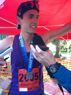 2014 Kalamazoo Marathon half-marathon winner 24-year-old Jeff Nordquist. 2014 Kalamazoo Marathon half-marathon winner 24-year-old Jeff Nordquist.
