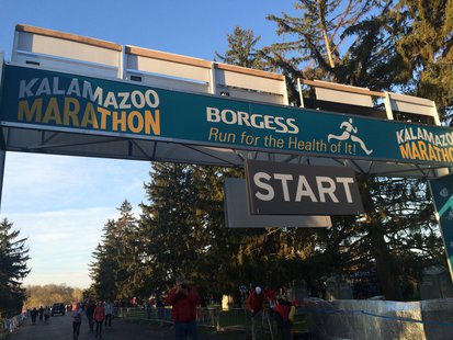 The starting line of the 2014 Kalamazoo Marathon. The starting line of the 2014 Kalamazoo Marathon.