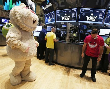 A mascot dressed as a character from the mobile game "Candy Crush Saga" walks the floor of the New York Stock Exchange during the IPO of Mob A mascot dressed as a character from the mobile game "Candy Crush Saga" walks the floor of the New York Stock Exchange during the IPO of Mob