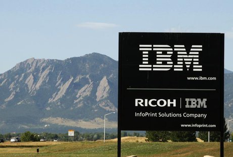 The sign at the IBM facility near Boulder, Colorado is seen with the Boulder Flatiron mountains in the background, September 8, 2009. REUTER The sign at the IBM facility near Boulder, Colorado is seen with the Boulder Flatiron mountains in the background, September 8, 2009. REUTER