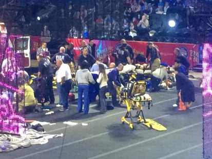 Emergency personnel attend to Ringling Bros. and Barnum & Bailey Circus performers who were injured when the scaffolding they were performing from collapsed in Providence, Rhode Island, May 4, 2014.
CREDIT: REUTERS/ALETHA WOOD Emergency personnel attend to Ringling Bros. and Barnum & Bailey Circus performers who were injured when the scaffolding they were performing from collapsed in Providence, Rhode Island, May 4, 2014.
CREDIT: REUTERS/ALETHA WOOD