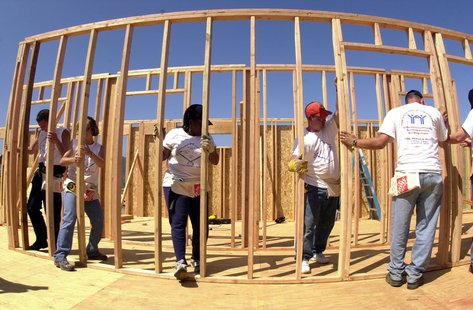 A Habitat for Humanity home build. A Habitat for Humanity home build.