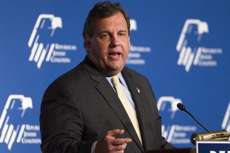 New Jersey Governor Chris Christie speaks during the Republican Jewish Coalition Spring Leadership Meeting at the Venetian Resort in Las Veg New Jersey Governor Chris Christie speaks during the Republican Jewish Coalition Spring Leadership Meeting at the Venetian Resort in Las Veg