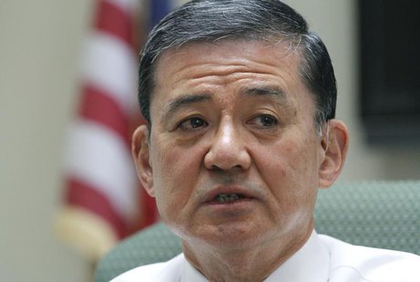 U.S. Veterans Affairs Secretary, retired general Eric Shinseki makes remarks during a visit to the Coatesville VA Medical center in Coatesvi U.S. Veterans Affairs Secretary, retired general Eric Shinseki makes remarks during a visit to the Coatesville VA Medical center in Coatesvi