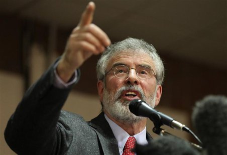 Sinn Fein president Gerry Adams speaks at an election rally in Belfast, May 5, 2014. REUTERS/Paul Hackett Sinn Fein president Gerry Adams speaks at an election rally in Belfast, May 5, 2014. REUTERS/Paul Hackett