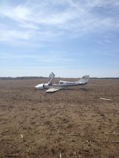 A small plane crashes in a farm field in the Marinette County Town of Stephenson on May 6, 2014. (Photo from: Marinette County Sheriff's Department). A small plane crashes in a farm field in the Marinette County Town of Stephenson on May 6, 2014. (Photo from: Marinette County Sheriff's Department).
