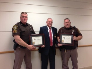 Branch County Deputies Al Fleming and Greg Ware receive award from Sheriff John Pollack Branch County Deputies Al Fleming and Greg Ware receive award from Sheriff John Pollack