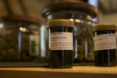 A bottle of a marijuana-based product is seen at the ''Oregon's Finest'' medical marijuana dispensary in Portland, Oregon April 8, 2014.
CREDIT: REUTERS/STEVE DIPAOLA A bottle of a marijuana-based product is seen at the ''Oregon's Finest'' medical marijuana dispensary in Portland, Oregon April 8, 2014.
CREDIT: REUTERS/STEVE DIPAOLA