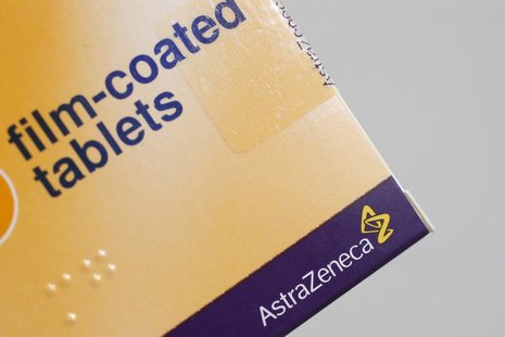The logo of AstraZeneca is seen on a medication package in a pharmacy in London April 28, 2014. REUTERS/Stefan Wermuth The logo of AstraZeneca is seen on a medication package in a pharmacy in London April 28, 2014. REUTERS/Stefan Wermuth