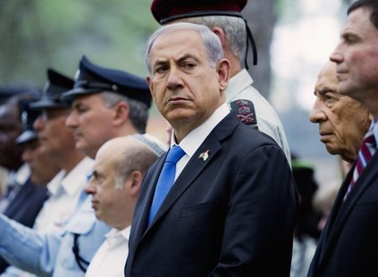 Israel's Prime Minister Benjamin Netanyahu attends a ceremony marking the Fallen Soldiers Memorial Day held on Mount Herzl Military Cemetery Israel's Prime Minister Benjamin Netanyahu attends a ceremony marking the Fallen Soldiers Memorial Day held on Mount Herzl Military Cemetery