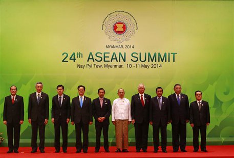 ASEAN leaders pose for pictures during the opening ceremony of the 24th ASEAN Summit in Naypyidaw May 11, 2014. REUTERS/Soe Zeya Tun ASEAN leaders pose for pictures during the opening ceremony of the 24th ASEAN Summit in Naypyidaw May 11, 2014. REUTERS/Soe Zeya Tun