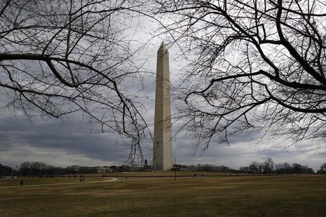 The Washington Monument, currently fenced-in and closed for renovations, is seen in a general view in Washington, March 3, 2013. REUTERS/Jon The Washington Monument, currently fenced-in and closed for renovations, is seen in a general view in Washington, March 3, 2013. REUTERS/Jon