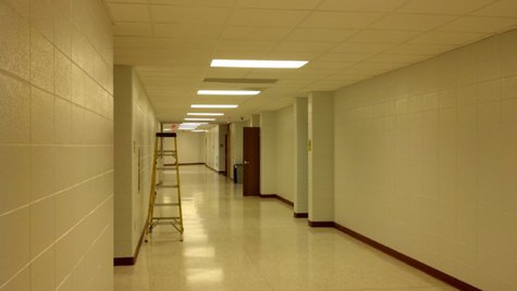 Final touches are being done to this hallway at Oconto High School, Friday, May 9, 2014. (Photo from: FOX 11). Final touches are being done to this hallway at Oconto High School, Friday, May 9, 2014. (Photo from: FOX 11).