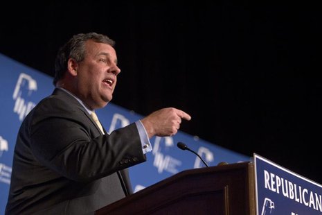 New Jersey Governor Chris Christie speaks during the Republican Jewish Coalition Spring Leadership Meeting at the Venetian Resort in Las Veg New Jersey Governor Chris Christie speaks during the Republican Jewish Coalition Spring Leadership Meeting at the Venetian Resort in Las Veg
