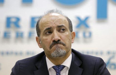 Syrian opposition leader Ahmad Jarba reacts during a news conference in Moscow February 4, 2014. REUTERS/Maxim Shemetov Syrian opposition leader Ahmad Jarba reacts during a news conference in Moscow February 4, 2014. REUTERS/Maxim Shemetov