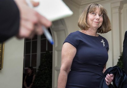 Jill Abramson, executive editor of The New York Times, arrives for the State Dinner held for French President Francois Hollande at the White Jill Abramson, executive editor of The New York Times, arrives for the State Dinner held for French President Francois Hollande at the White