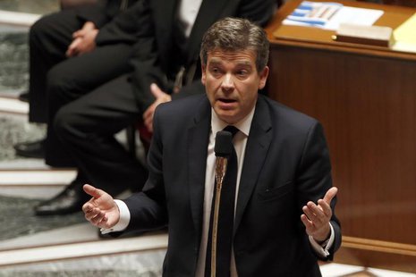French Economy minister Arnaud Montebourg speaks during the questions to the government session at the National Assembly in Paris April 29, French Economy minister Arnaud Montebourg speaks during the questions to the government session at the National Assembly in Paris April 29,