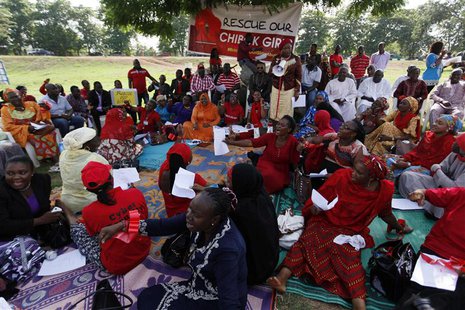 Protesters gather during a sit-in protest in support of the release of the abducted Chibok schoolgirls at the Unity Fountain in Abuja May 15 Protesters gather during a sit-in protest in support of the release of the abducted Chibok schoolgirls at the Unity Fountain in Abuja May 15