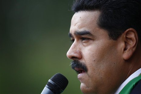 Venezuela's President Nicolas Maduro speaks to media after a meeting with his Palestinian counterpart President Mahmoud Abbas at Miraflores Venezuela's President Nicolas Maduro speaks to media after a meeting with his Palestinian counterpart President Mahmoud Abbas at Miraflores