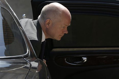 Britain's Foreign Secretary William Hague arrives to attend the African Security Summit at the Elysee Palace in Paris, May 17, 2014. REUTERS Britain's Foreign Secretary William Hague arrives to attend the African Security Summit at the Elysee Palace in Paris, May 17, 2014. REUTERS
