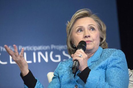 Former U.S. Secretary of State Hillary Clinton participates in A No Ceilings Conversation at Lower Eastside Girls Club in New York April 17, Former U.S. Secretary of State Hillary Clinton participates in A No Ceilings Conversation at Lower Eastside Girls Club in New York April 17,