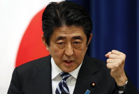 Japan's Prime Minister Shinzo Abe speaks during a news conference at his official residence in Tokyo May 15, 2014. REUTERS/Toru Hanai Japan's Prime Minister Shinzo Abe speaks during a news conference at his official residence in Tokyo May 15, 2014. REUTERS/Toru Hanai