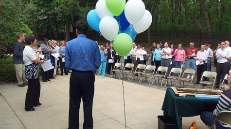 Celebration held outside. Celebration held outside.