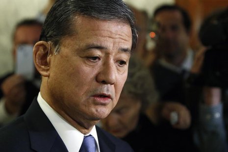 U.S. Department of Veterans Affairs Secretary Eric Shinseki addresses reporters after testifying before a Senate Veterans Affairs Committee U.S. Department of Veterans Affairs Secretary Eric Shinseki addresses reporters after testifying before a Senate Veterans Affairs Committee