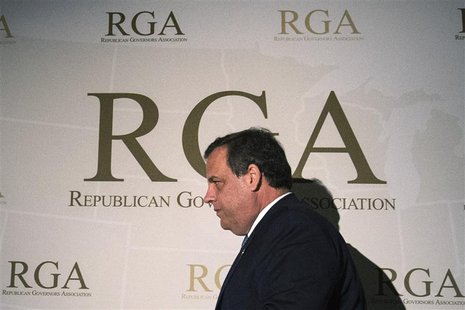 New Jersey Governor Chris Christie walks off stage after a news conference ahead of the Republican Governors Association meeting in Manhatta New Jersey Governor Chris Christie walks off stage after a news conference ahead of the Republican Governors Association meeting in Manhatta