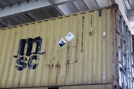 Containers on the Ark Futura, a Danish-chartered cargo vessel, carry precursors to sarin gas, part of the effort to extract chemical weapon Containers on the Ark Futura, a Danish-chartered cargo vessel, carry precursors to sarin gas, part of the effort to extract chemical weapon