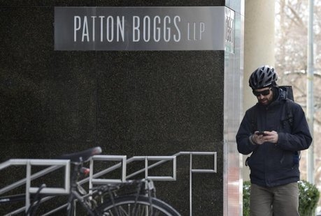 A general view of the front entrance for law firm Patton Boggs LLC, in Washington, March 4, 2014. REUTERS/Mike Theiler A general view of the front entrance for law firm Patton Boggs LLC, in Washington, March 4, 2014. REUTERS/Mike Theiler