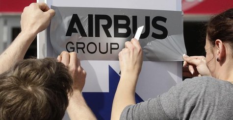 Volunteers prepare an Airbus sign for the upcoming ILA Berlin Air Show in Selchow near Schoenefeld south of Berlin May 19, 2014. The ILA run Volunteers prepare an Airbus sign for the upcoming ILA Berlin Air Show in Selchow near Schoenefeld south of Berlin May 19, 2014. The ILA run
