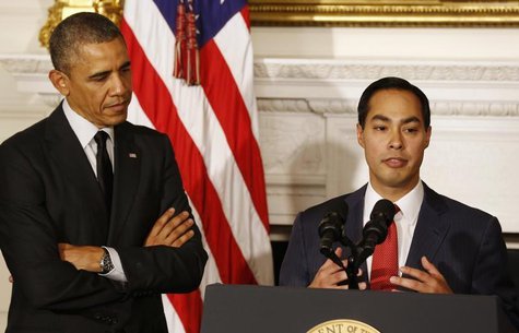 U.S. President Barack Obama announces that San Antonio Mayor Julian Castro (R) will be his choice as the new Secretary of HUD, in the State U.S. President Barack Obama announces that San Antonio Mayor Julian Castro (R) will be his choice as the new Secretary of HUD, in the State